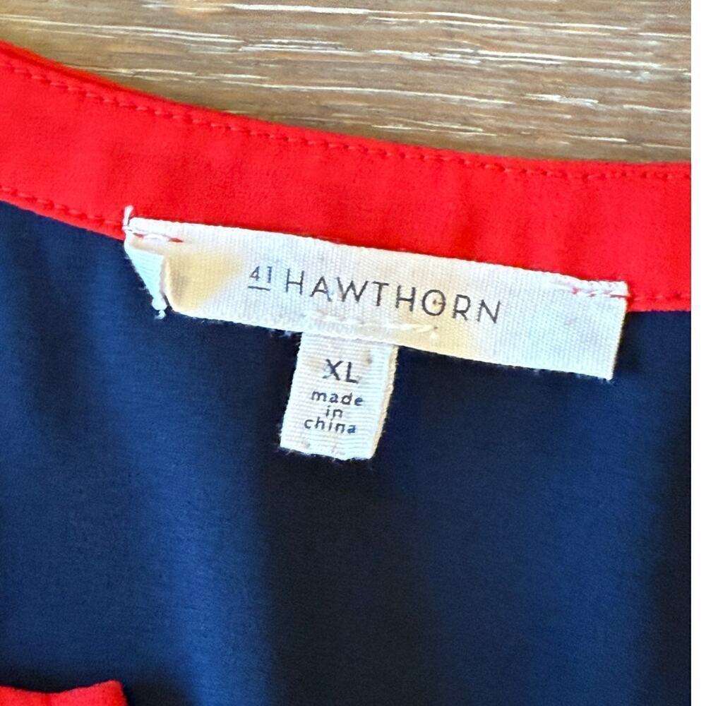 41 HAWTHORNE Red/Blue Tunic Style Top Shirt Women's size XL - Picture 5 of 8